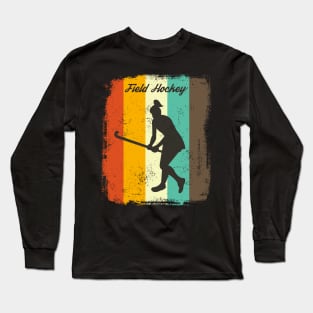 Field Hockey Retro 70s Vintage Hockey Girl Gift Long Sleeve T-Shirt